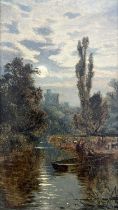 Alfred Augustus Glendening (British, c.1840-c.1910), Sunrise on the River at Windsor; Dusk on the
