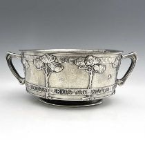David Veasey for Liberty and Co., an Arts and Crafts Tudric pewter twin handled bowl, model 011,