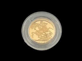 Elizabeth II, a 2015 gold proof full sovereign, obverse portrait by Ian Rank-Broadley FRBS, in Royal