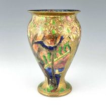 Daisy Makeig-Jones for Wedgwood, a Flame Fairyland lustre vase, shape 2351, Imps on a Bridge and