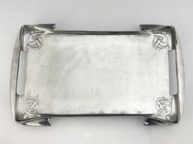 Archibald Knox for Liberty & Co, a Tudric pewter tray, circa 1905, with integral handles,
