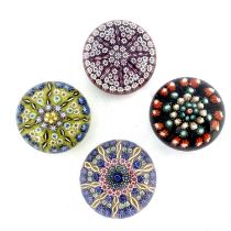 Perthshire and Scottish, four medium sized millefiori glass paperweights, pre 1978, three with