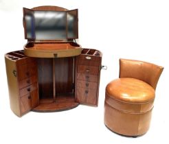 A Starbay Marie-Galante compact vanity unit, in the Art Deco style, faux leather exterior with