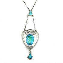 Charles Horner, an Arts and Crafts silver and enamelled pendant necklace, Chester 1912, the