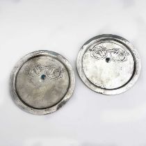 Archibald Knox for Liberty and Co., a pair of Tudric Arts and Crafts pewter and turquoise cabochon