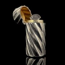 A Victorian silver scent bottle, Sampson Mordan, London 1888, wrythen fluted cylindrical form,