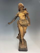 Goldscheider, figure of a Dutch woman, highlighted in gilt, impressed marks and numbered 1935 1744 2