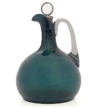 A 19th century Bristol green glass claret jug, onion form with slice and concentric cut neck,