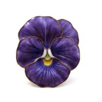 Marius Hammer, a Norwegian silver gilt and enamelled pansy brooch, purple basse taille petals with