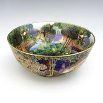 Daisy Makeig-Jones for Wedgwood, a Fairyland lustre Imperial bowl, Picnic by a River interior, the