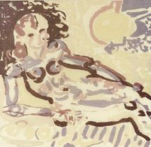 After Partick Heron (1920-1999), Nude, 1947, printed cotton, signed and dated in the plate, 65 by