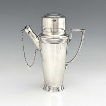 Keith Murray for Mappin and Webb, an Art Deco silver plated cocktail shaker, circa 1933,