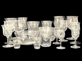 Thomas Webb, an extensive Arts and Crafts part wine and table service, optic diamond moulded