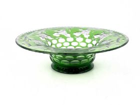 Stevens and Williams, an intaglio flash cut glass bowl, circa 1935, cased green over colourless,