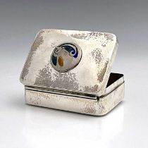 Archibald Knox for Liberty and Co., an Arts and Crafts silver and enamelled box, William Hair