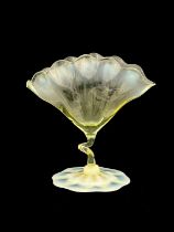 John Walsh Walsh, an Arts and Crafts straw opal glass vase, circa 1900, the optic ribbed fan