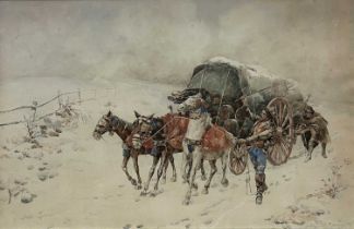 Leopolodo Mariotti (Italian, 1848-1916), The Fully Loaded Wagon, signed, dated 1883 and inscribed