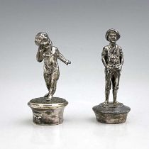 WMF, two silver plated figural bottle stoppers, one modelled as a boy in lederhosen, the other as