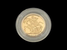 Elizabeth II, a 2016 gold proof full sovereign, obverse portrait by James Butler MBE RA, in Royal