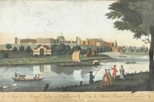 Brookes (British, late 18th century), A View of the Royal Palace of Windsor, colour print, published