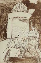 Dame Elizabeth Frink RA, (British, 1930-1993), Agamemnon at the Lion Gate, 1988, etching with