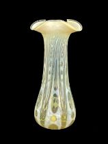 An Arts and Crafts opalescent glass vase, circa 1890, possibly Kempton or Stourbridge, bulbous