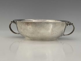 Georg Jensen. A twentieth-century Danish silver two-handled bowl, of ovoid form with rounded base,