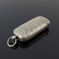 A Victorian silver combination sovereign case and vesta case, of rounded rectangular form, the