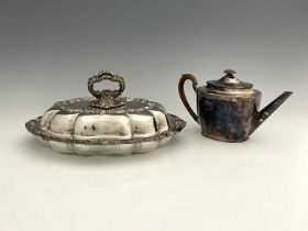 A late eighteenth or early nineteenth-century neoclassical style Old Sheffield Plate teapot, of