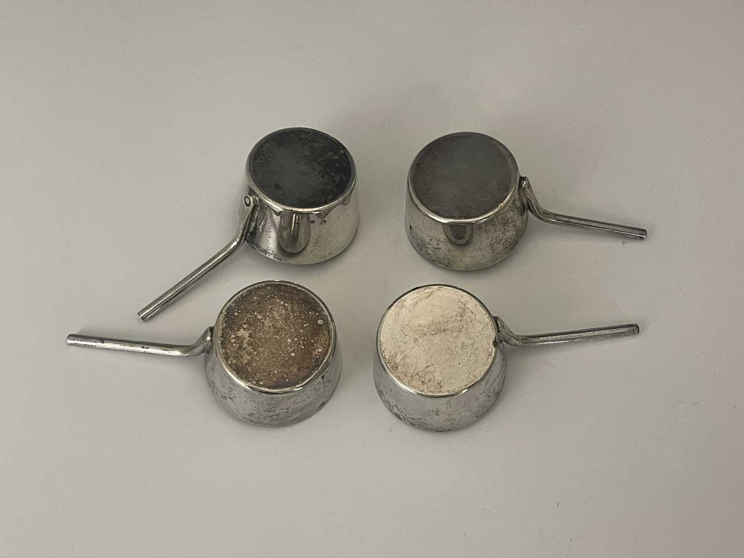 A set of four twentieth-century silver plated novelty miniature saucepans, apparently unmarked, - Image 4 of 4