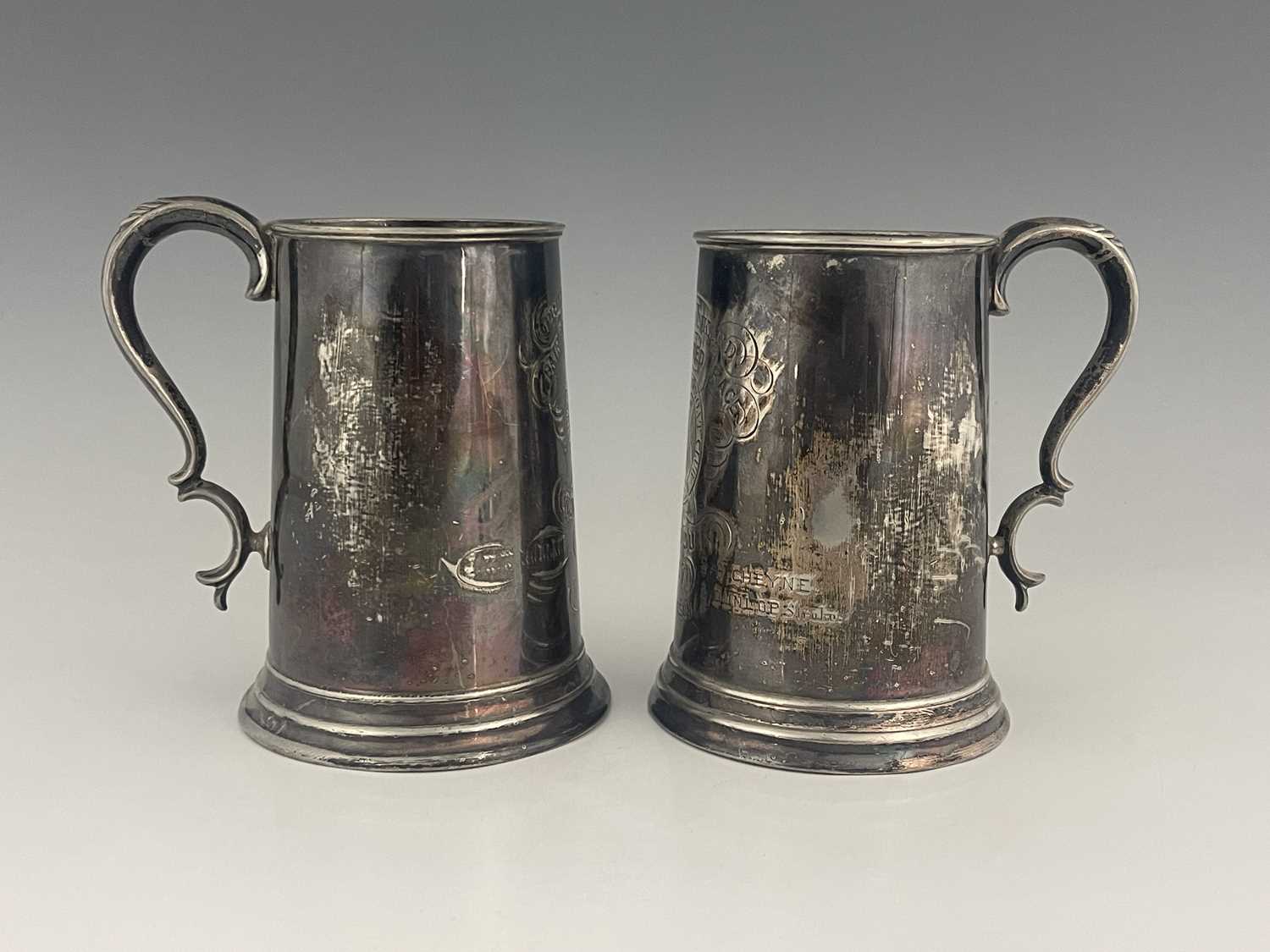 Two Victorian plated rowing prize tankards for the pair oared race, Saint Andrew Boat Club, won 10th