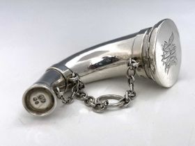 A Victorian silver novelty combination vinaigrette and scent or perfume bottle, modelled in the form