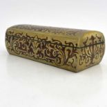 An early 19th Century boulle work glove box, domed cover, stylized scrollwork design throughout,