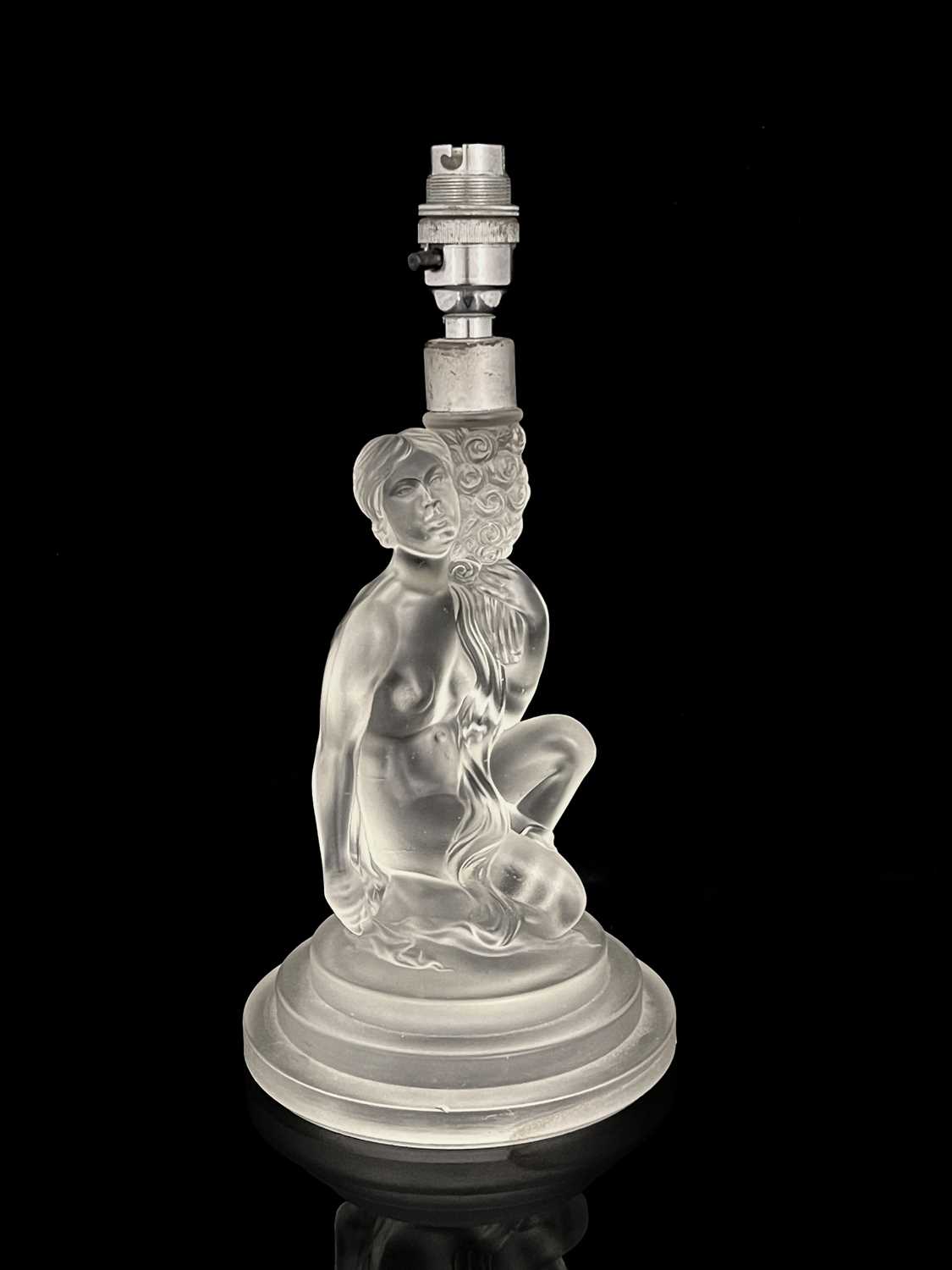 Walther and Sohne, an Art Deco glass figural lamp base, modelled as a nude woman holding a bouquet - Image 3 of 7
