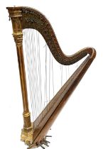 A pedal harp by Sebastian & Pierre Erard, 19th Century, gilt wood and birds eye maple in the