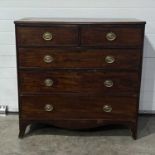 A 19th century mahogany chest of drawers, fitted two short over three long drawers, with Hepplewhite