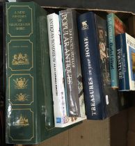 A collection of books to include antiques roadshow, the encyclopaedia of popular antiques, treasures