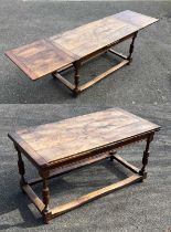 A draw-leaf refectory/dining table W: 272 cm (leaves are 61 cm each) D: 75 cm H: 77 cm