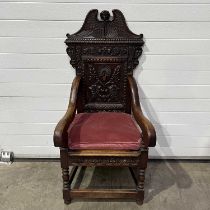 A 19th Century oak throne chair