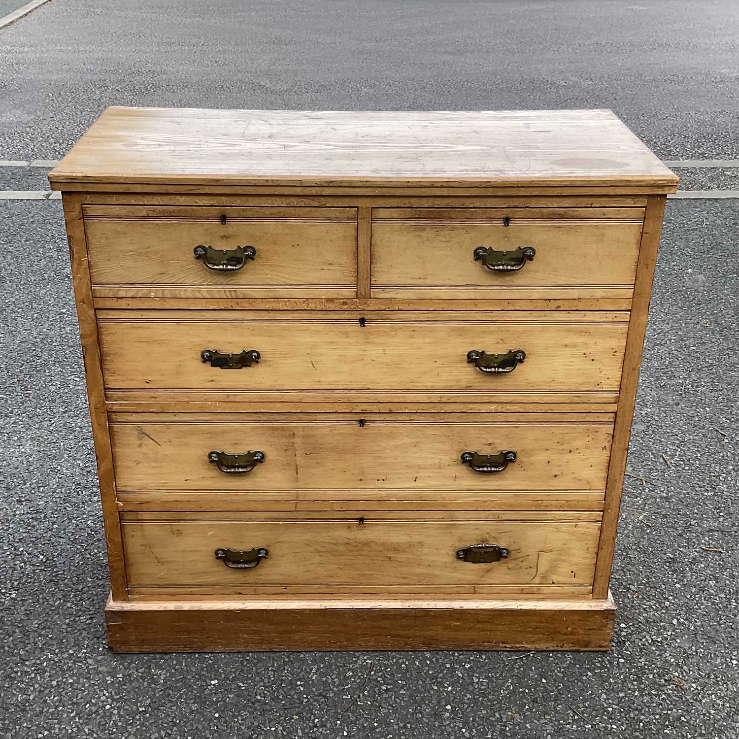 A chest of drawers, fitted two short drawers above three long W: 106 cm D: 49 cm H: 103 cm, together - Image 2 of 3