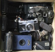 Vintage cameras, including various concertinas cameras, Contax Zeiss Ikon, Ensign Ranger, Ikonta,