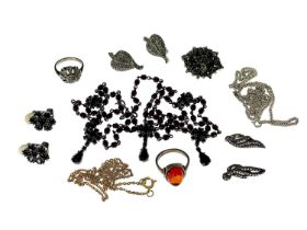 A selection of silver and costume jewellery