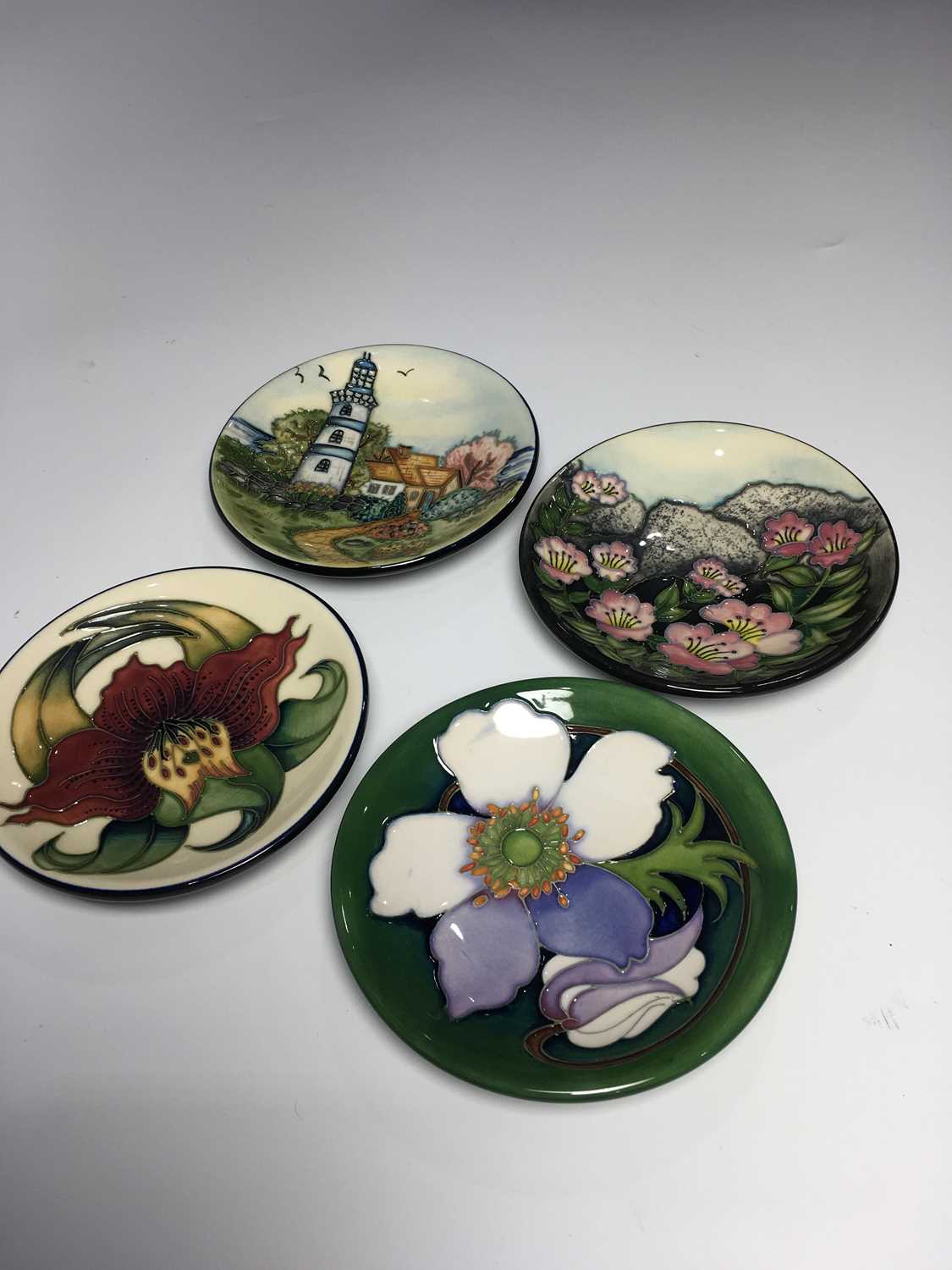 Four Moorcroft coasters, to include Anna Lily by Nicola Slaney, Moorcroft Collector's Club - Image 2 of 3