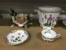 A Spode Stafford Flowers twin handled jardiniere, Wigela, Lavender and Campanula pattern, on