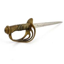 A 19th century novelty letter opener, realistically modelled as an officers sword, with steel blade,