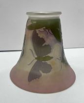 An art glass light shade, decorated with butterflies and moths bearing signature 'Galle,' 13cm high