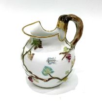 A PAC Portugal large jug, moulded vine branches and painted with insects, moulded branch handle,