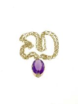 A 9ct gold amethyst single-stone pendant, with chain