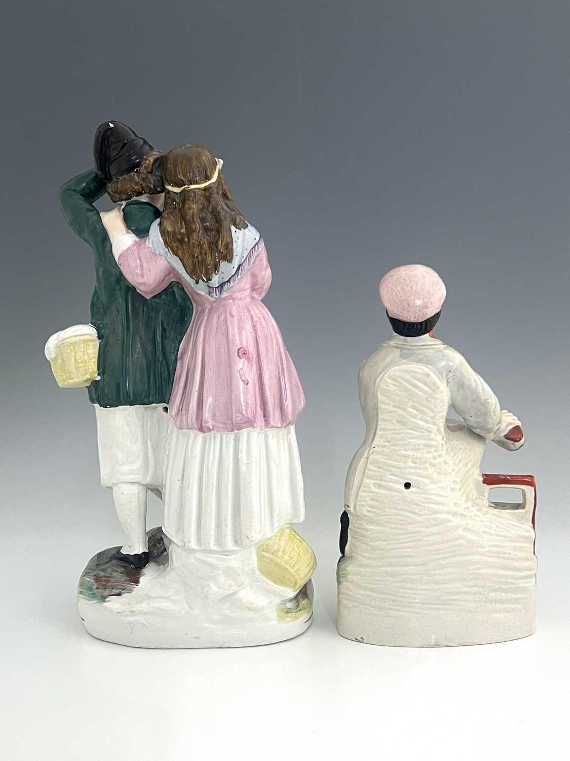 A Staffordshire figure group, late nineteenth-century, 'Fisherman and Companion' figure modelled - Image 4 of 6