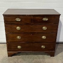 A 19th century mahogany chest of drawers, fitted five drawers, two short over three long, with